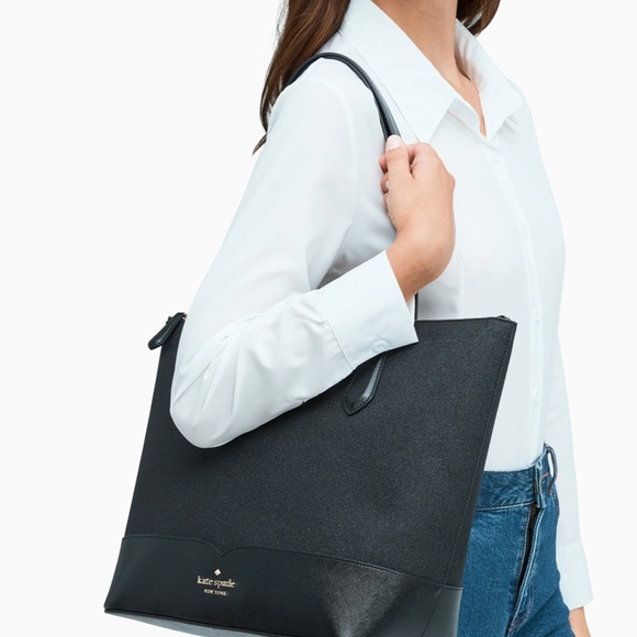 NWT Kate spade black lola sparkle glitter tote - Picture 3 of 10